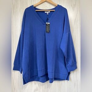 Cable & Gauge Studio 3X Buttery Soft Yummy Athleisure Top Mazarineblue NWT